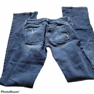 Bullhead Black Distressed Bootcut Blue Jeans 0